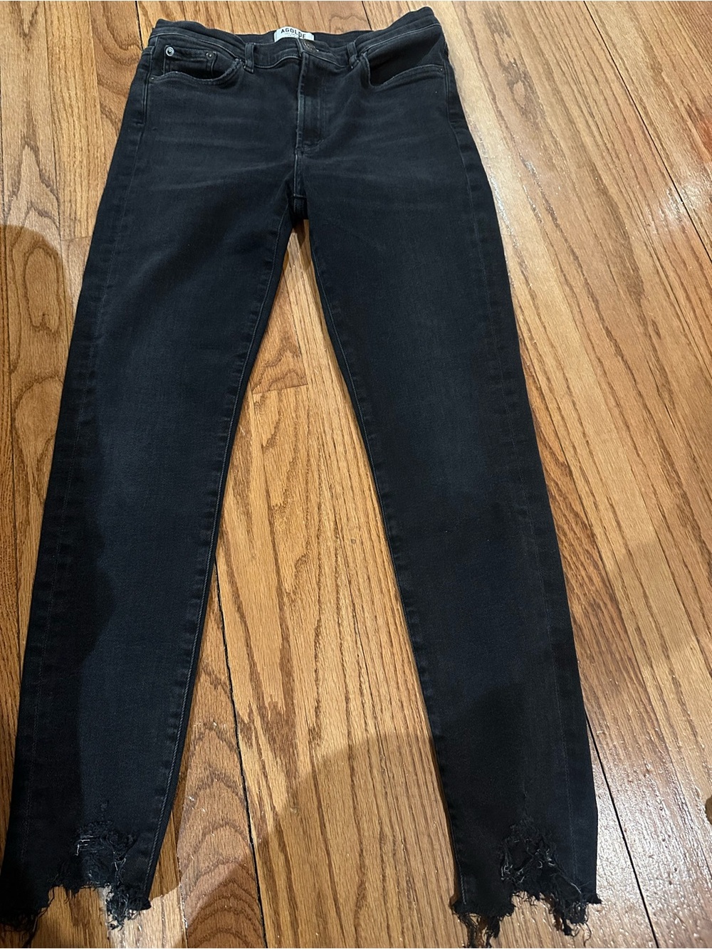Agolde Sophie  High-Rise Skinny Jeans with distressed hem. Like New EUC - Picture 2 of 4